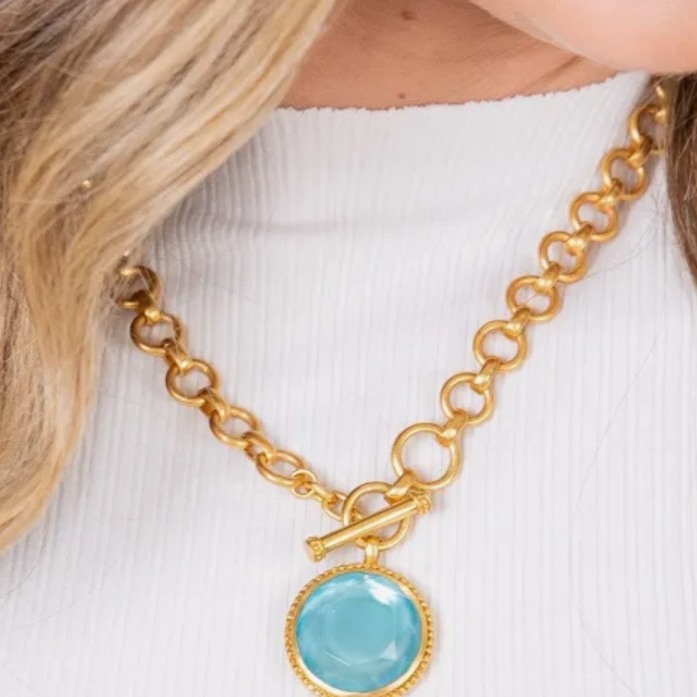 Julie Vos Flora Statement Necklace in Iridescent Bahamian Blue